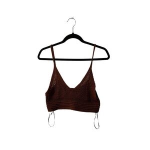 Double Zero Brown Knit Crop Top - Small